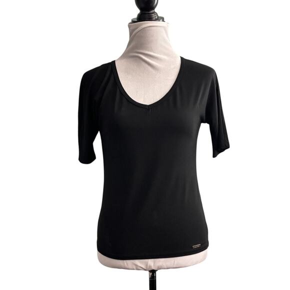 MaxMara V-Neck Short Sleeve Top Black Size Large - Picture 1 of 9